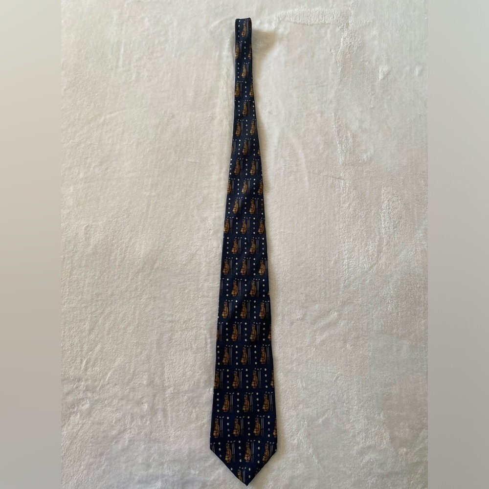 Golf Tie 100% Silk Blue Brown The Good‎ Life